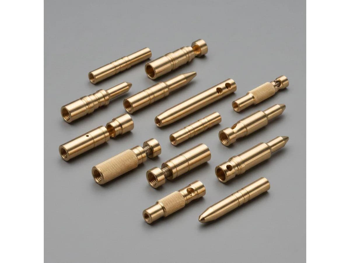 Brass Swiss turned electrical contact pins terminals and precision connector components