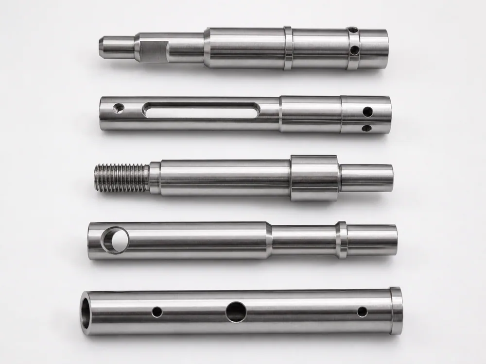Precision CNC turned shafts used to explain turning and turn-milling
