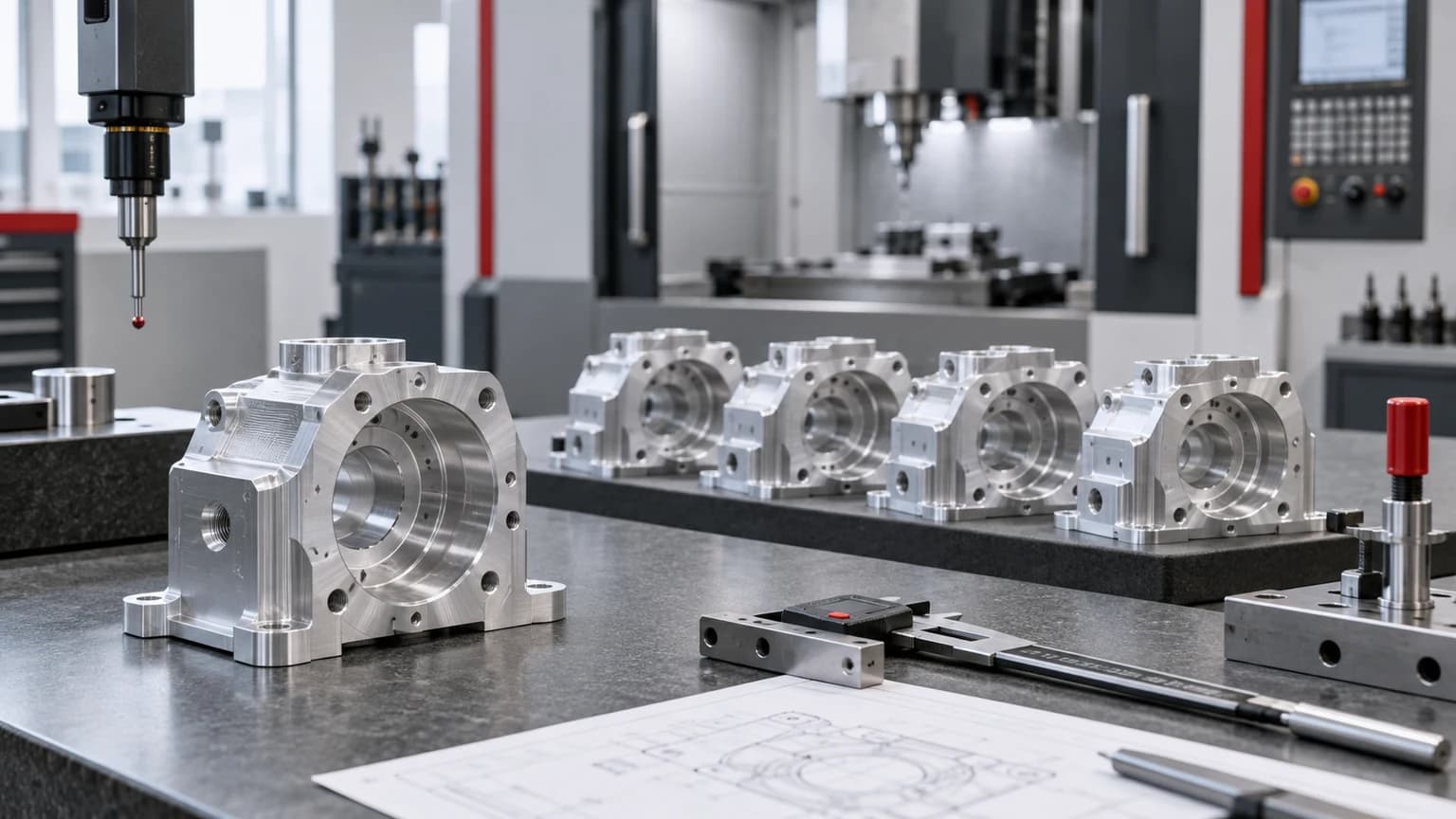 Small-batch CNC machining workflow with one prototype and a repeatable batch of precision aluminum housings